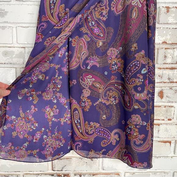 Coldwater Creek Purple Multi Paisley Flowy Layered Boho Whimsigoth Midi Skirt PL - Picture 8 of 9